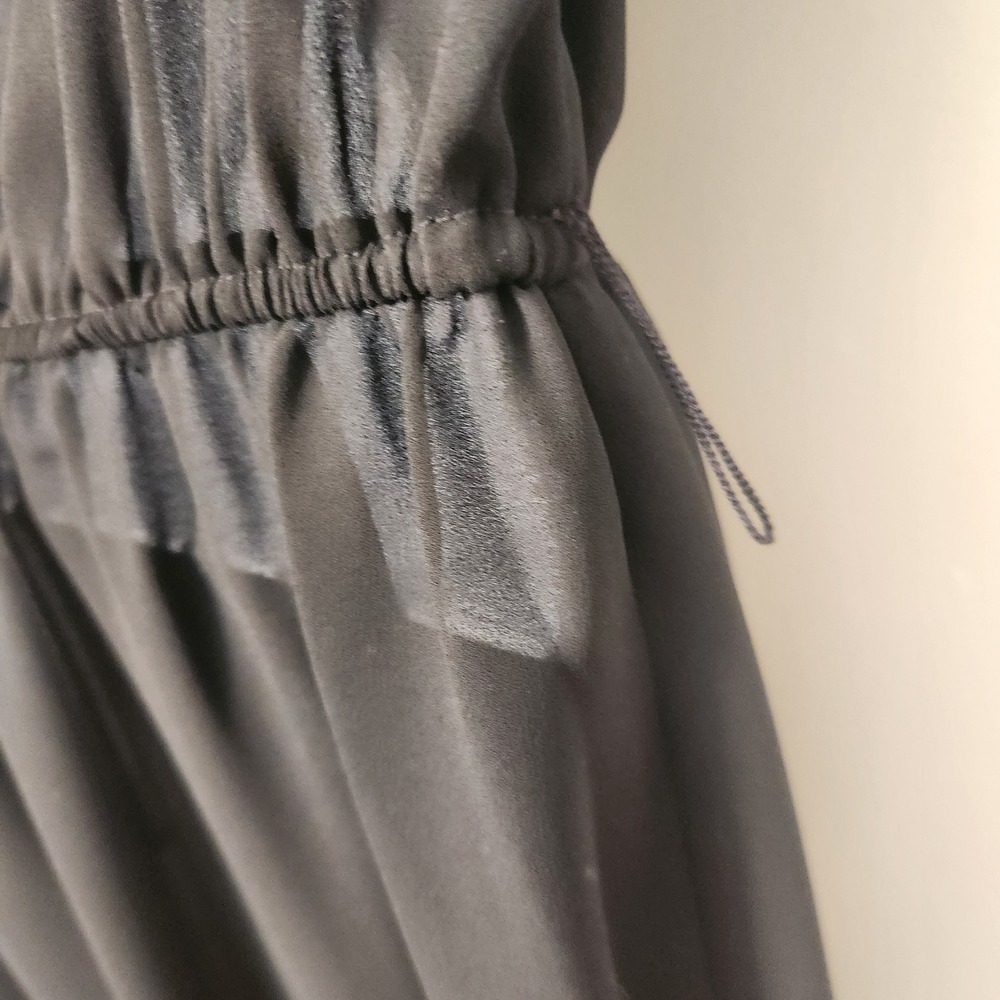 Vtg 80s Donna Morgan Small Pleated Sheer Chiffon Midi Dress Peter Pan Collar - Picture 4 of 15
